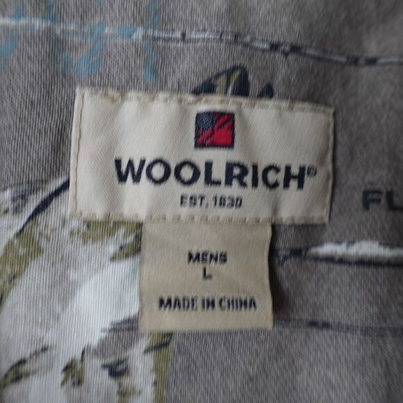 Woolrich Shirt Men L Brown Fishing Lure AOP Short Sleeve Button All Over Print - Picture 3 of 9